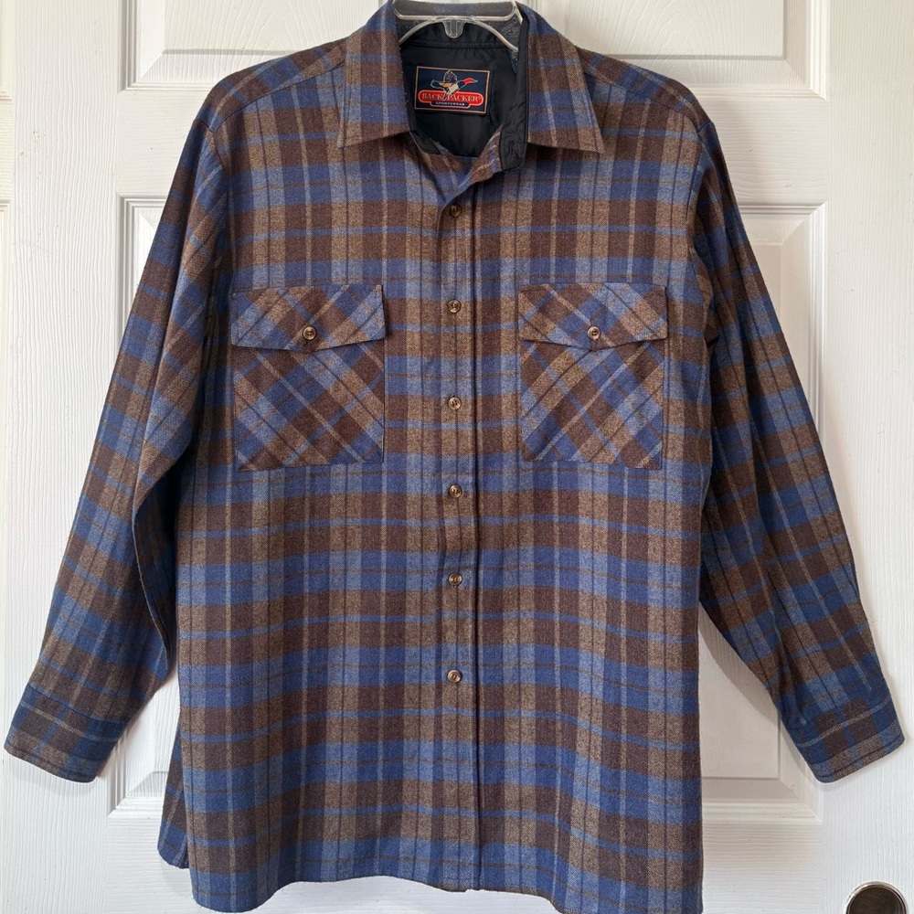 Vintage Backpacker Men’s Button Up Collared Flannel Plaid Shirt Large